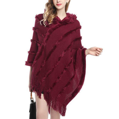 

Women Fashion Irregular Cloak Sweater Pullover Winter Warm Poncho Outwear 2019