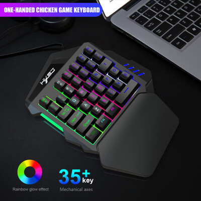 

HXSJ V100 35 Key Single Hand Membrane Mini 35 Keys Gaming Keyboard with USB Wired for PUBG LOL CS Gamer