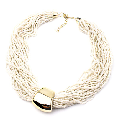 

Handmade Necklace Bead Necklace Europe&the United States White Multicolor Multi layer Bohemia Beads Choker Necklace Women