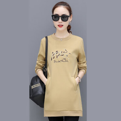 

Fashion Trend Embroidered Letter Long Pullover Korean Style Round Neck Long-sleeved Sweatshirt femme