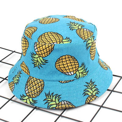 

Cute Fruit Banana Pineapple Double Sided Shade Fisherman Hat Women Couple Sunhat Cap