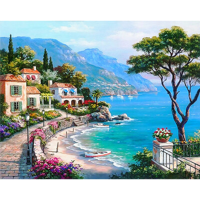 

5D Aegean Sea Rhinestone Embroidery Paiting Party Crossstitch Drawings Needlework Stitchwork Wedding Decor Pictures