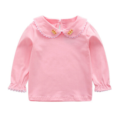 

Baby Girl Tees Autumn Long Flare Sleeve Crown Print Tops T-Shirts Kids Tops Casual Blouse