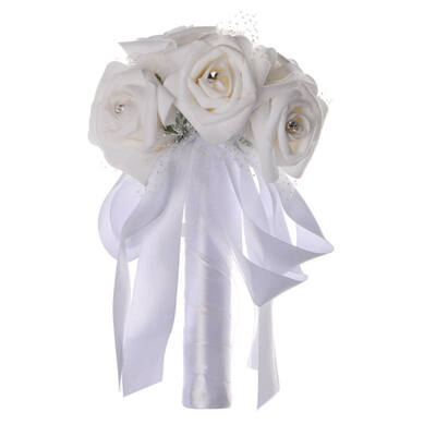 

Artificial Silk Rose Bridal Flowers Sweet Wedding Bouquet Bridal Flower for Bride Bridesmaid Wedding Lace Rhinestone Decor