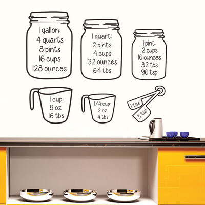 

Gobestart Measuring Cup Art Decal Vinyl Wall Stickers Kitchen Restaurant Decor