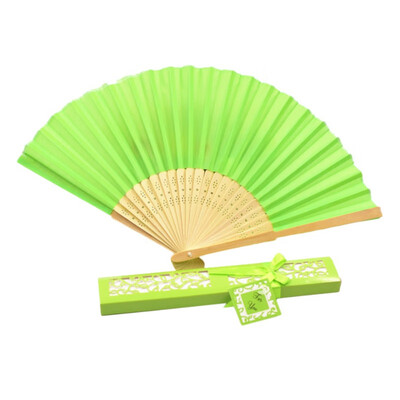 

Wedding Decoration Back Ceremony Solid Color Elegant Silk Cloth Folding Fan 12 Colors Party Decoration