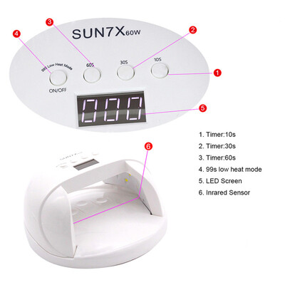 

60W UV LED Nail Lamp Double Light Source Quick Dry Gel Polish Curing Lighting Nails Dryer Machine for Fingernail Toenail