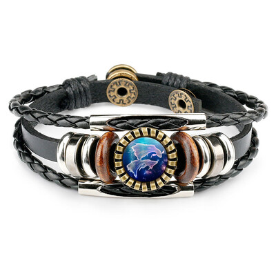 

Time Gem 12 Constellation Bracelet Leather Diy Bracelet Fashion Casual Accessories Party Gift