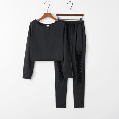 

Tailored Women Solid Color Hooded Sweatshirt&pant Tracksuit Sport Suit