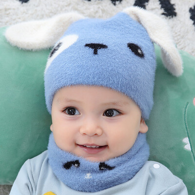 

2pcs Winter Warm Infant Hats Set Unisex Child Beanies Cap Set Baby Kids Ear Hat Scarf For Boys Girls Toddler Hats