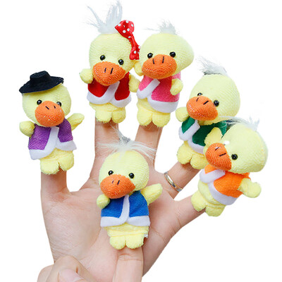 

Gobestart 6Pcs Cute Cartoon Yellow Ducks Doll Kids Glove Hand Puppet Plush Finger Toys