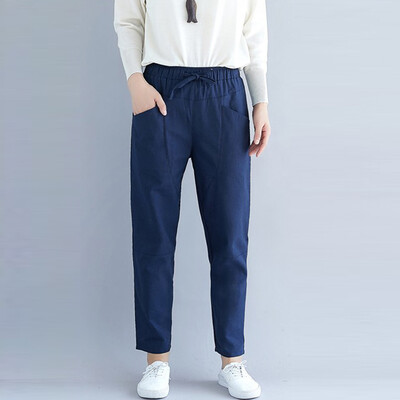 

Tailored Fashion Womens Cotton Long Cropped pants Ladies Casual Pocket Pants