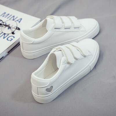 

Woman Leather Shoes 2019 Spring New Fashion Women Shoes Casual High Platform PU Leather Heart Women Casual White Shoes Sneakers