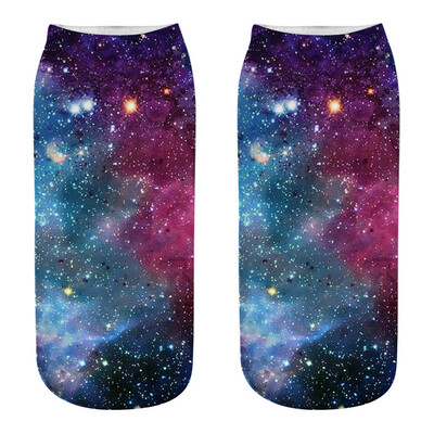 

Women Socks 3D Print Fashion Starry Sky Cotton Socks Women Outter Space Funny Socks For Girl Lady Boat Socks Short Socks