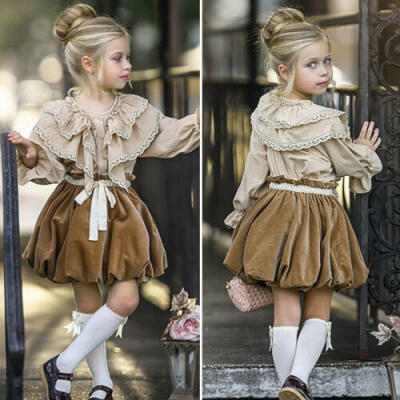 

Princess Infant Kid Baby Girl Clothes Long Sleeve Ruffle Tops Tutu Dress Outfits