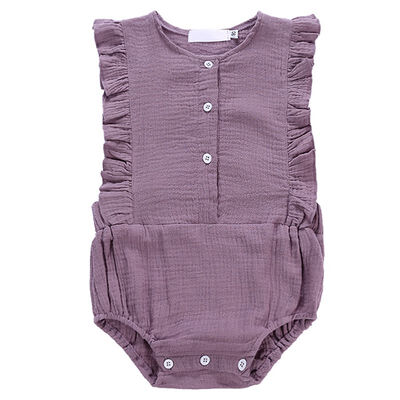 

Summer Baby Girl Romper Solid Single Breasted Clothes Infant Sleeveless Jumpsuit Outfits for Girls