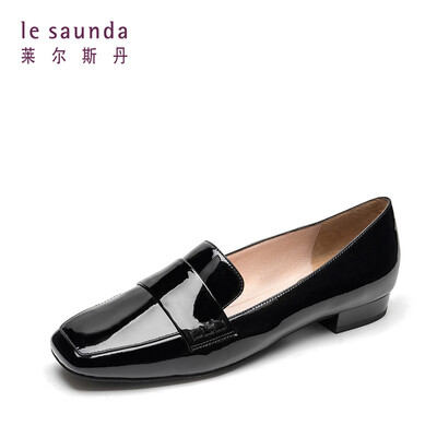 

Lyles Dan fashion elegant commuter square head lacquered foot thick low with female grandmother single shoes LS AM15601 black 37