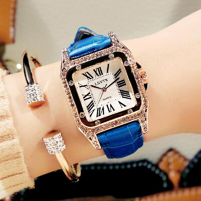 

2018 new retro rhinestone female watch Korean fashion student quartz watch leather belt ladies watch female models diamond Pink