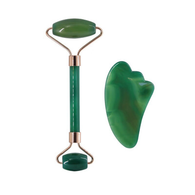 

Jade Roller Gua Sha Tool Set Acupuncture Scraping Natural Rose Quartz Face Massage Slimming Anti Wrinkle Cellulite Neck