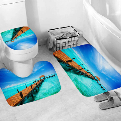 

Gobestart 3pcs Non-Slip Fish Scale Bath Mat Bathroom Kitchen Carpet Doormats Decor