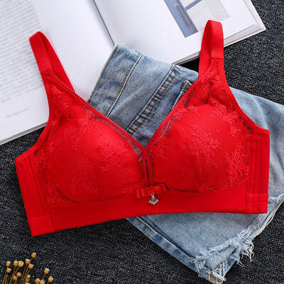 

New style underwear French retro flower sexy lace hook flower half cup gather no steel ring comfortable underwear bra set
