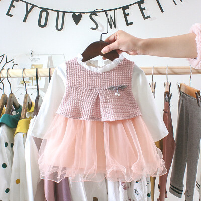 

2019 Autumn Long Sleeve Baby Girls Dress Girl Christening Birthday 0-2T Newborn Toddler Mesh Dress Kids Casual Sweet Clothes