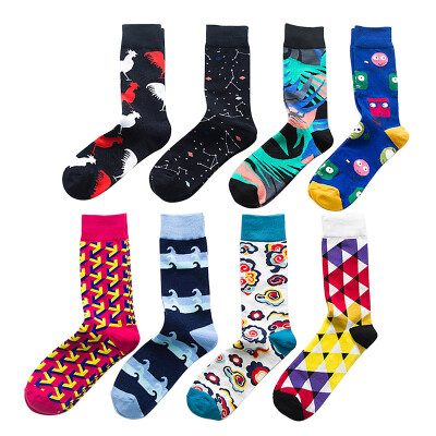 

Middle Tube Socks Casual Style Printed Soft Breathable Sweat Absorption Elastic Anti-slip Cotton Hosiery Footwear Accessories