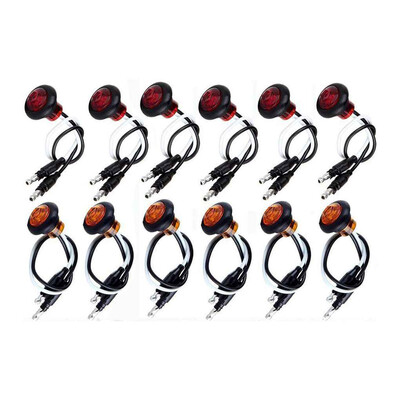 

12PCS Amber Red Clearance Side Marker Lamp Mini LED Replacement for Truck Trailer Pickups SUV 12V