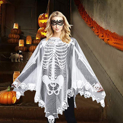 

Shawl Skeleton Pattern For Halloween Shawl Lace Cloak Masquerade Party Dress Up Props