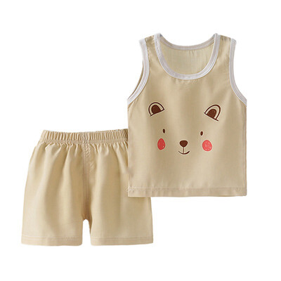 

Summer 2pcs Suits Baby Boys Girls Clothing Set Cartoon Boys Girls Vest Cotton Sleeveless Sports T Shirts Toddler Shorts 1-5Y