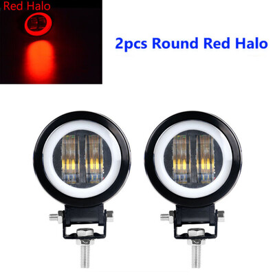 

2X 3 Inch LED Work Light Off-Road Fog Driving DRL Lamps For SUV ATV Red Halo 20W