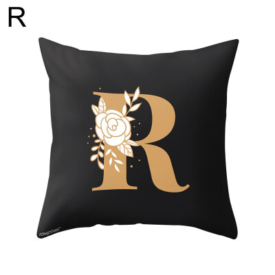 

Capital Letter Flower Print Pillow Case Waist Throw Cushion Cover Bedroom Decor