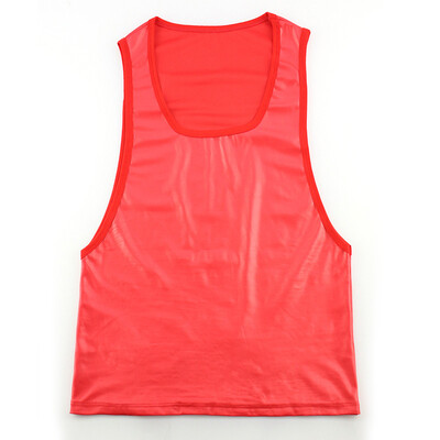 

Fashion Men Sexy Vest Faux Leather Black Solid Tank Tops Underwear Underwaist