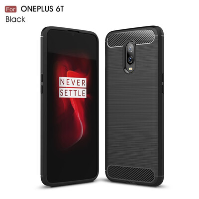 

Goowiiz Phone Case For OnePlus 6T Fashion Slim Carbon Fiber TPU Soft Silicone Prevent falling