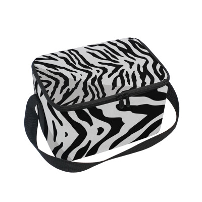 

ALAZA Insulated Lunch Box Black Leopard Print Lunch Bag for Men Women Portable Tote Bag Cooler Bag