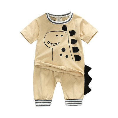 

Summer Boys Cartoon Dinosaur Print Pattern Tops Blouse T-shirtShorts Casual Short Sleeve Outfits Sets