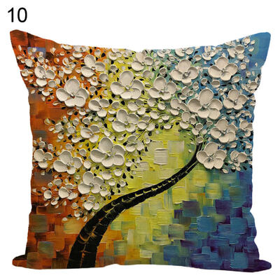 

Flower Plant Painted Throw Pillow Case Cushion Cover Sofa Bed Car Office Decor