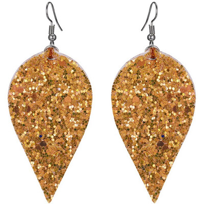 

Women Bling Leaf Teardrop Leather Earrings Ear Stud Hook Drop Dangle Jewelry Earring