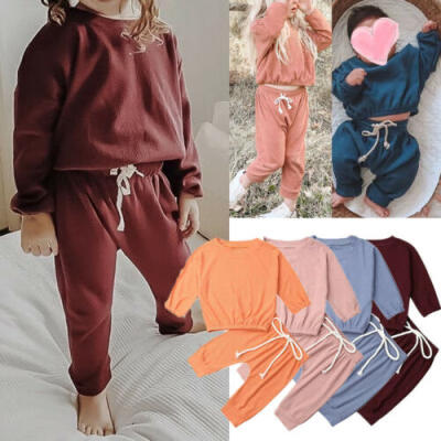 

UK Autumn Toddler Kid Baby Girl Boy Clothes Cotton Tops Shirt Pants Outfit 0-24M