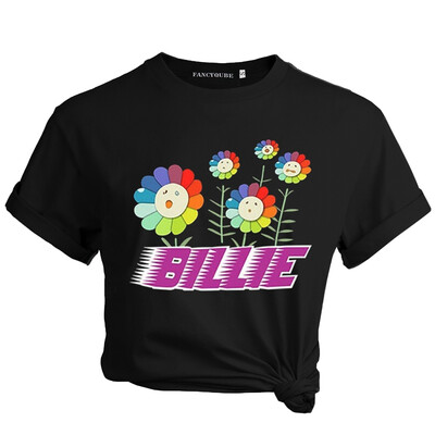 

2019 New Kpop Singer Billie Eilish T Shirt Women Gilrs Fashion Sunflowers Print Graphic Tee Shirts Tops