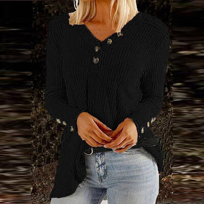 

Tailored Women Fashion V-neck Casual Long Sleeve Buttoned Casual Shirts Tops Blouse