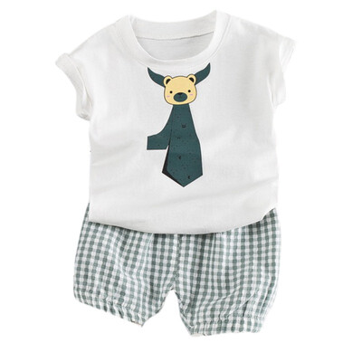 

2019 Summer Baby Clothing Set Cotton Vest & Shorts Cotton Bear Tie Newborn Baby Boy Clothing Sets 0-4 Year