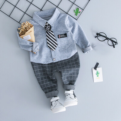 

Newborn Autumn Baby Boy Casual Spring Autumn Outfits Cartoon Tie Printed Cotton Clothes Tops Pants