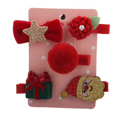 

5 pcsset Cute Christmas Baby Girls Headwear Suit Children Hairpin Kids Gift Princess Style Hair Accessories Set