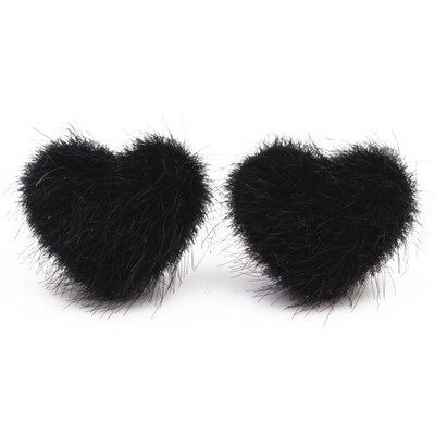 

EarringsSimple Sweet Gift Girl Ball Earrings Goods Pompom Ball Stud Shaped Women Pompom Heart Shaped Earrings Handmade Winter