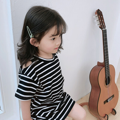 

Three-color Summer New Fashion Baby Girls Casual Cotton Stripe T-shirt Dress Kids Short Sleeves Dress