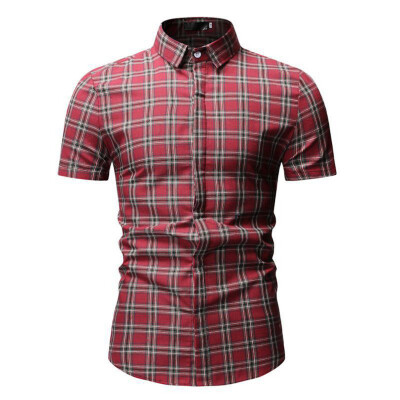 

Toponeto Mens New Style Splicing Gradient Casual Fashion Lapel Short Sleeve Shirts