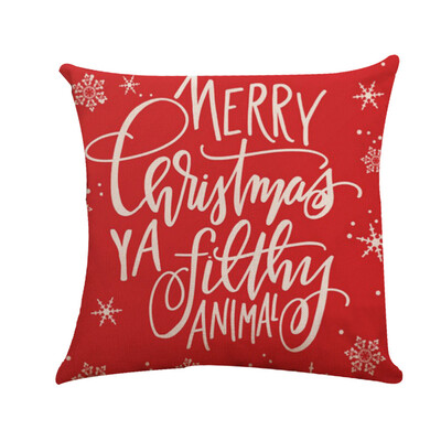 

Tailored Happy Christmas Pillow Cases Linen Sofa Cushion Cover Home Decor Pillow Case
