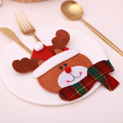 

Tailored 2PC Xmas Decor Tableware Set Bag Holder Christmas Dinner Table Layout Supplies