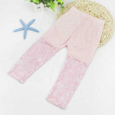 

Summer Girls Leggings Pants Lace cotton Children Clothing Flower Girl Knee Pants 2-7Y